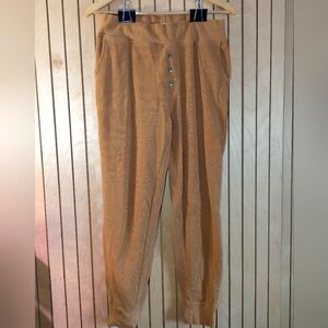 Pact Organic Waffle Knit Thermal Button-Front Pants L